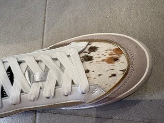Scarpe donna oro e bianche in pelle