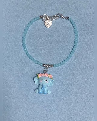 Bracciale Elefantino Azzurro Fatto a Mano