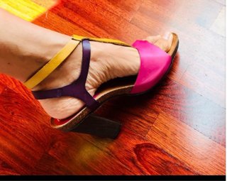 Sandalias Donna Cork Piel Tacon Tricolor T41