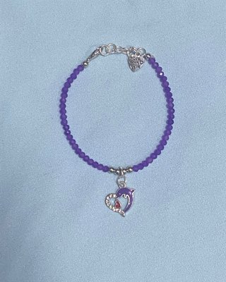 Bracciale Fatto a Mano Cuore Delfino Viola