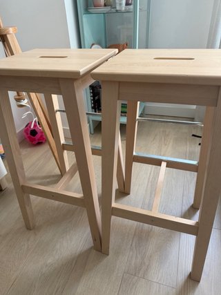 Pareja Taburetes Madera Ikea Nisolle