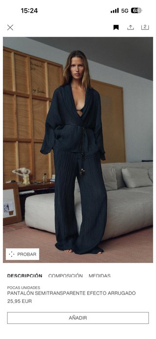 Pantalón Zara azul semitransparente