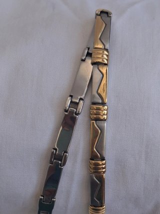 Pulsera bicolor hombre oro y plata