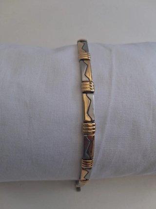 Pulsera bicolor hombre oro y plata