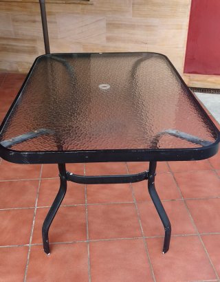 Mesa de jardín terraza de cristal
