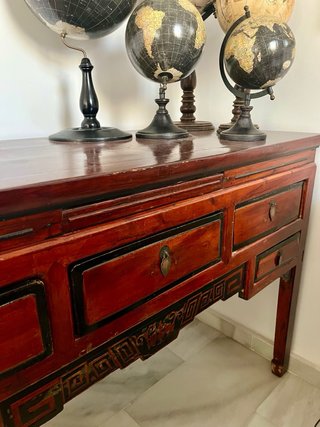 Mueble Chino Madera Marrón y Negro