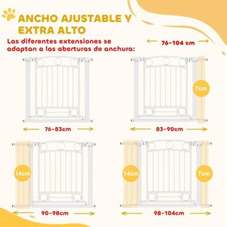 Puerta Perros Ajustable 76-104cm Blanca