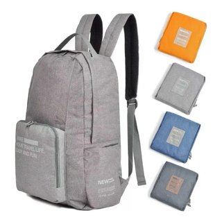 Mochila Viaje Plegable Azul y Gris