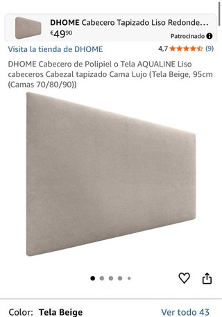 Cabecero DHOME Beige Tapizado 90cm