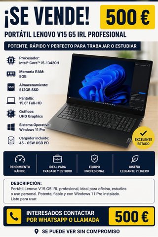 Portátil Lenovo V15 G5 i5-13420H 8GB 512GB SSD