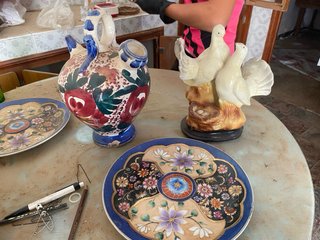 Plato antiguo decorativo pareja Preguntar precio