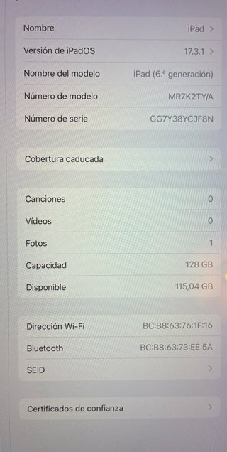 iPad 19 Plata, perfecto estado, muy poco uso