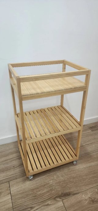 Carrito Bambú Ikea con Cesta Mimbre