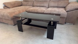Mesa de comedor cristal negro y patas metal