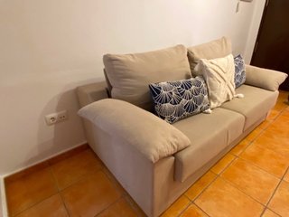 Sofá Cama Beige Tela Antimanchas