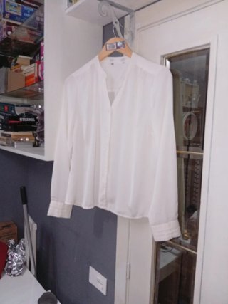 Blusa blanca manga larga mujer talla M