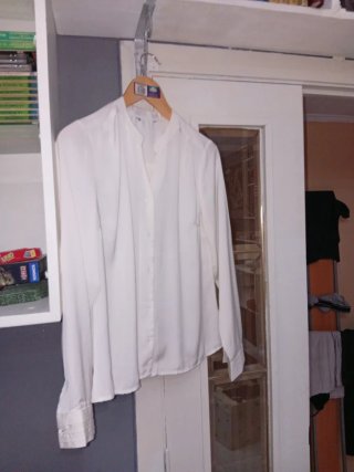 Blusa blanca manga larga mujer talla M