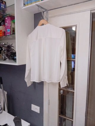 Blusa blanca manga larga mujer talla M