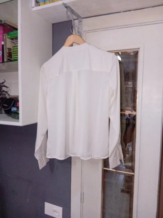 Blusa blanca manga larga mujer talla M