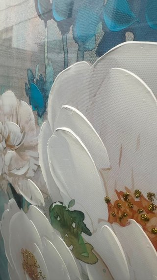 Juego de 2 cuadros florales azules y blancos