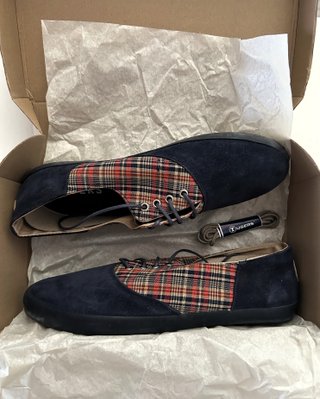 Zapatillas Tugers Benet ante azul cuadros T45