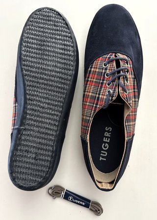 Zapatillas Tugers Benet ante azul cuadros T45