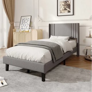 Cama individual de tela gris Vendo dos colchones