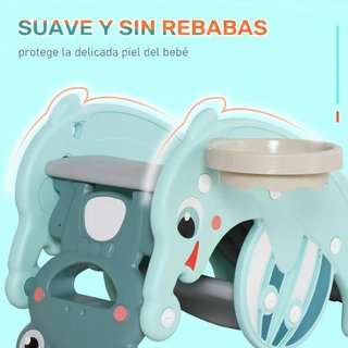 Balancín 3 en 1 Infantil Tobogán Canasta Verde