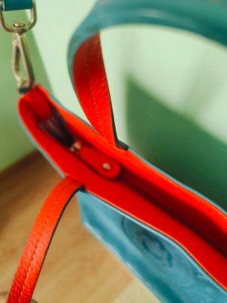 Bolso Jackie Smith Piel Azul/Rojo