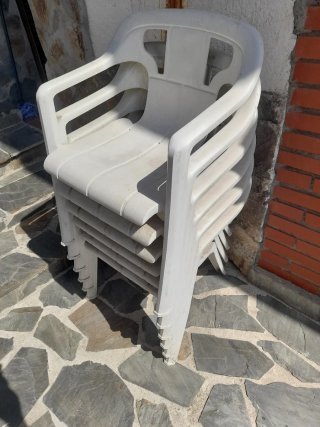 Sillas de plástico apilables blancas 6 unidades