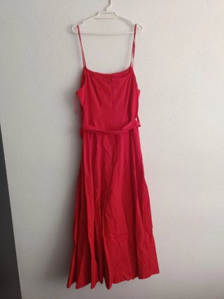 Vestido midi Zara popelín cinturón talla L