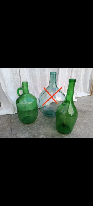 2 Jarrones Damajuanas Vidrio Verde