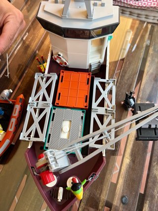 Barco de carga Playmobil con lancha