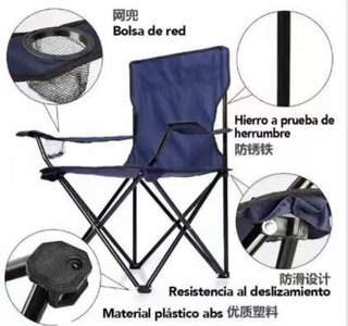 2 Silla Plegable Azul con Portavasos