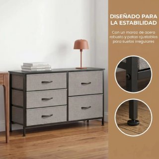 Cajonera tela y metal gris/marrón