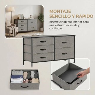 Cajonera tela y metal gris/marrón