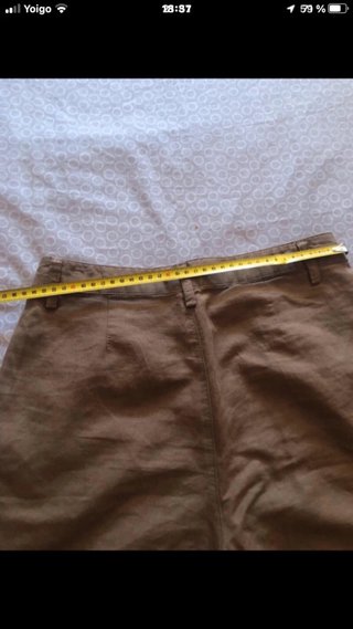 Pantalón corto lino Benetton marrón
