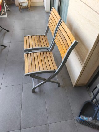 2 Sillas Plegables Terraza Madera y Metal