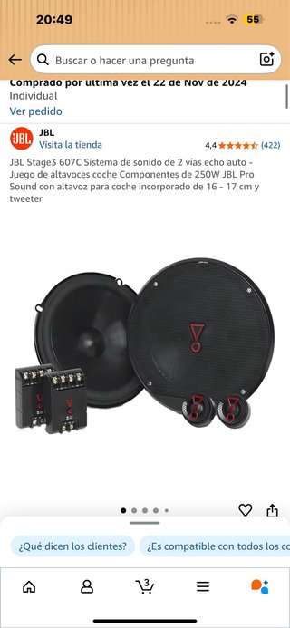 Altavoces JBL Stage3 Set 2 Vías para coche