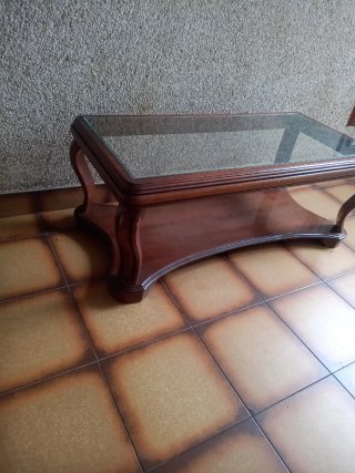 MESA CENTRO MADERA Y CRISTAL