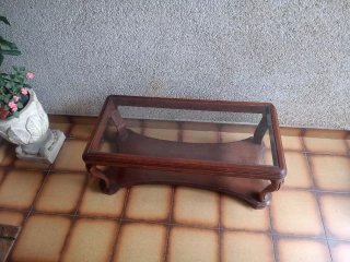 MESA CENTRO MADERA Y CRISTAL
