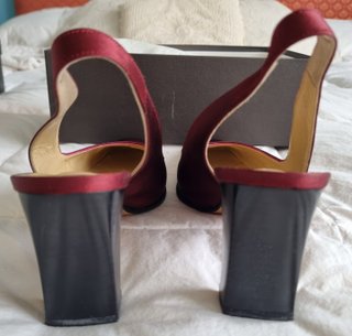Scarpe Catini slingback raso bordeaux vintage