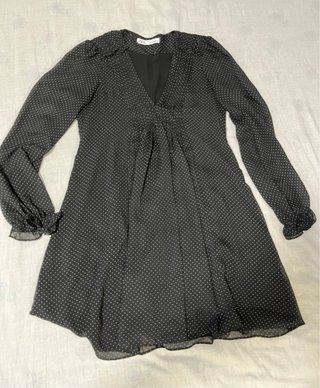 Vestido Zara negro lunares blanco mini