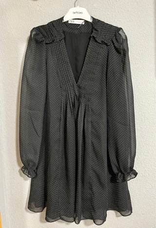 Vestido Zara negro lunares blanco mini