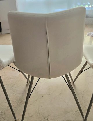4 Sillas Comedor Polipiel Blanca + fundas