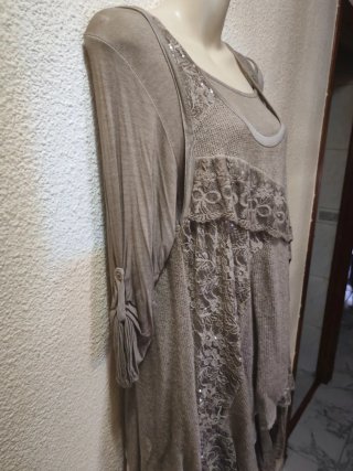 Vestido Talla Única Marrón/Gris