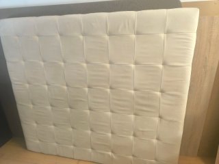 Cabecero tapizado beige tela y madera