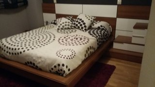 Dormitorio completo 150x190 nogal y laca blanca