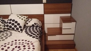 Dormitorio completo 150x190 nogal y laca blanca