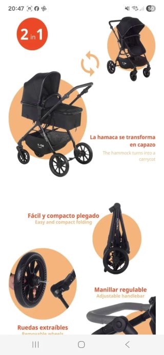 Carrito Jane Track Negro A Estrenar